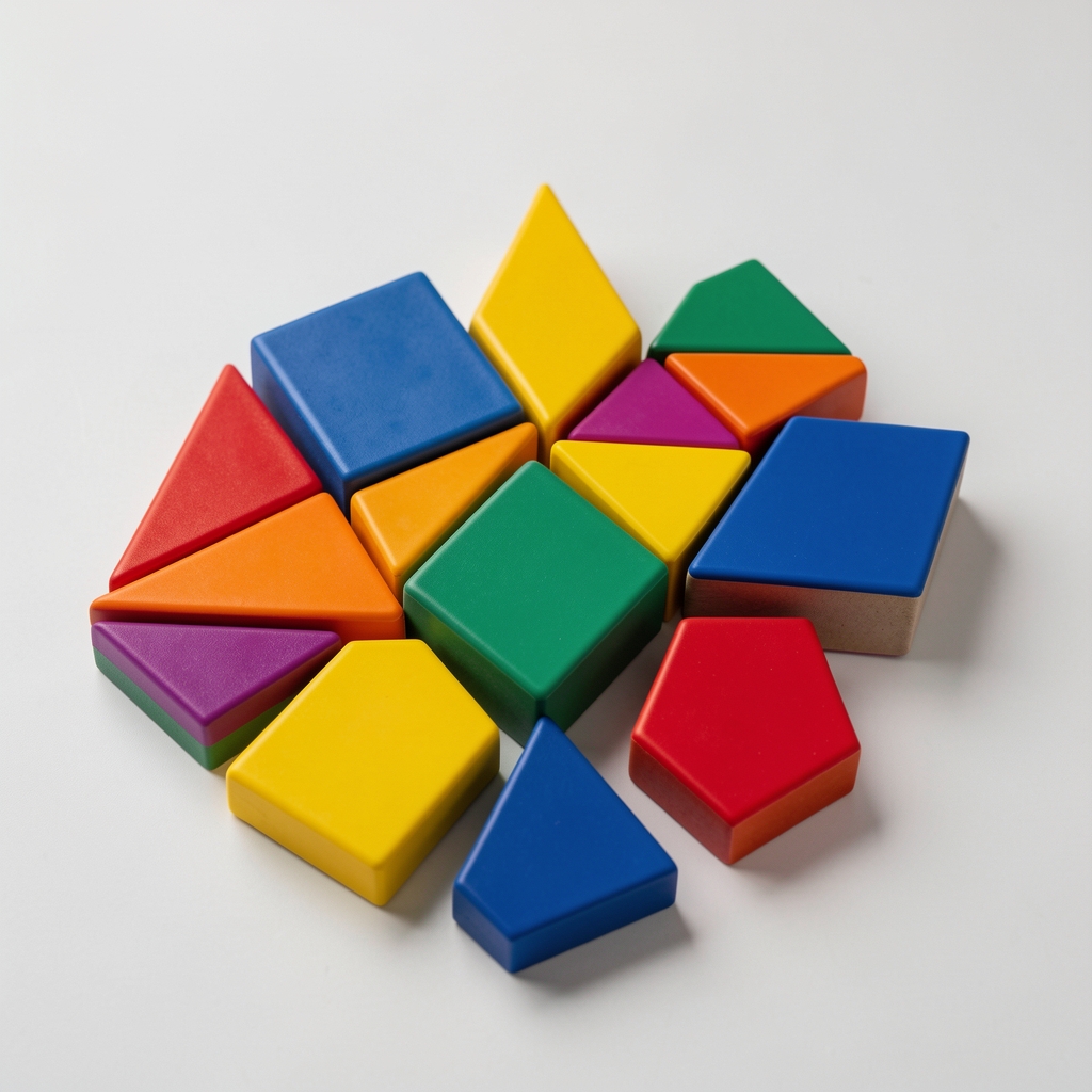 Manyetik tile bloklar seti, 3D geometrik şekiller oluşturan renkli mıknatıslı paneller üçgen kare pentagon
