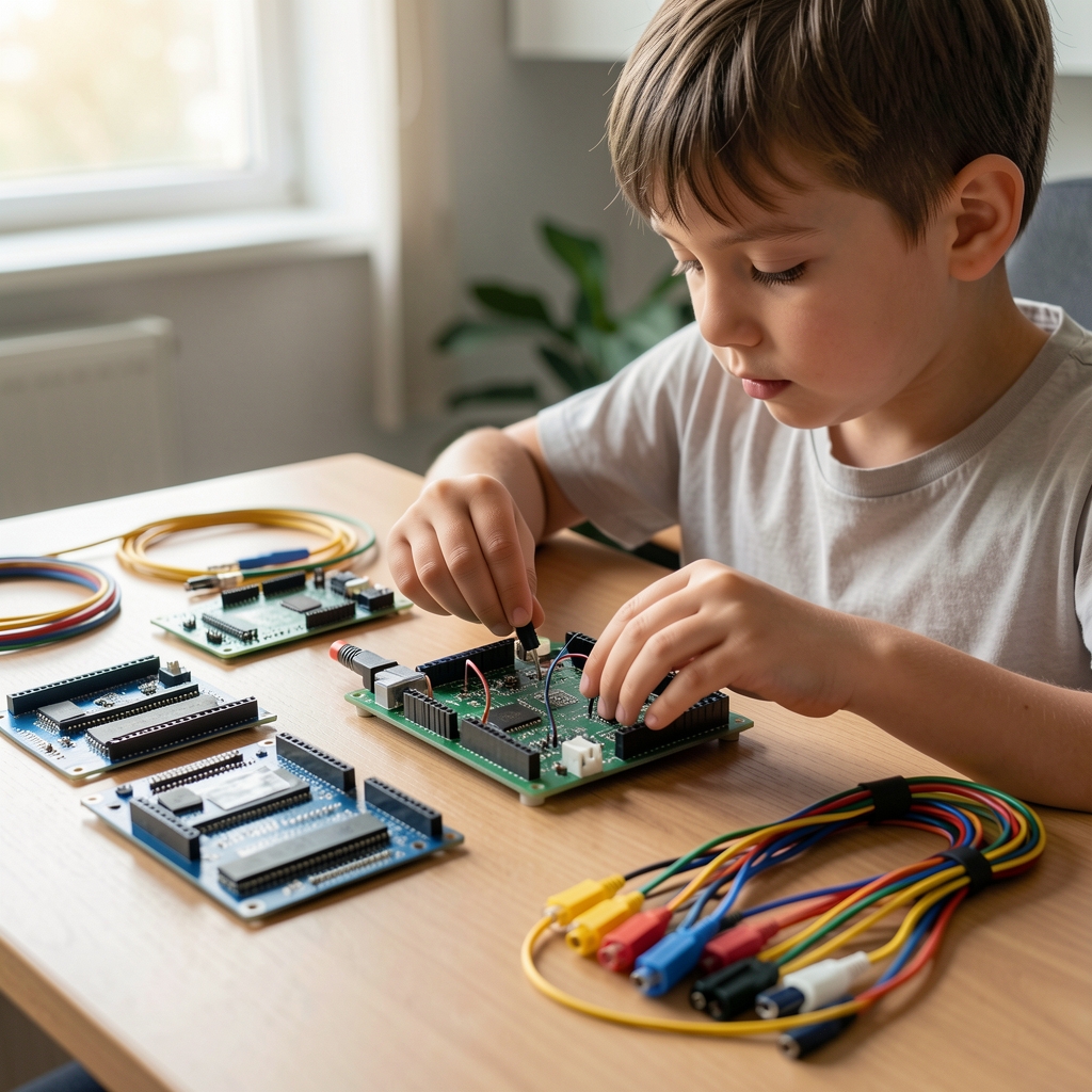 Renkli oyuncak ve hobi ürünleri koleksiyonu, masa üzerinde dizili LEGO setleri, puzzle ve eğitici oyuncaklar