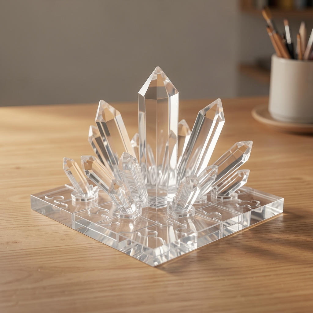3D kristal puzzle Eyfel Kulesi, 96 parçalı şeffaf plastik yapboz, masa dekor modeli tamamlanmış