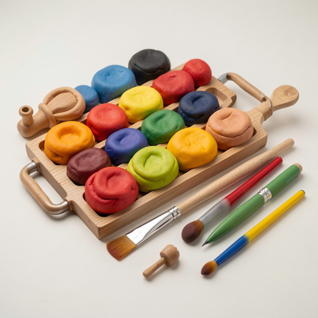 Air-dry modelling clay kiti, 12 renk kuru kilit hamur setleri ve şekillendirme araçları
